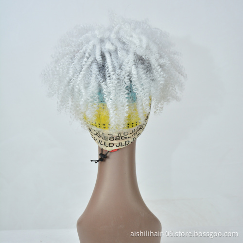 wholesale headband wigs afro kinky curly ombre gray to withe color wig headband synthetic hair wigs for black women